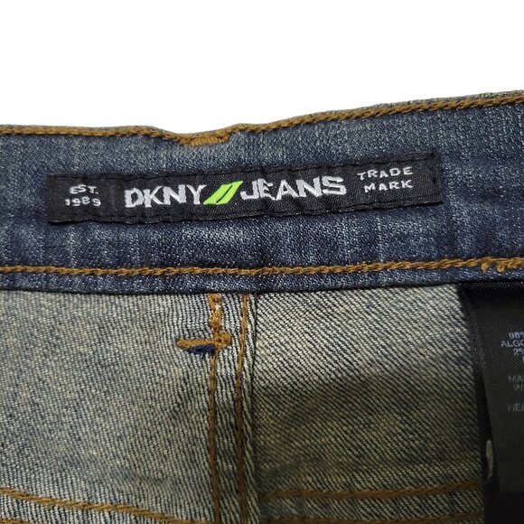 DKNY NWT Size 12 Jeans Denim Gold Glitter So Low Lita Chain Belt Boot Distressed - Picture 9 of 16